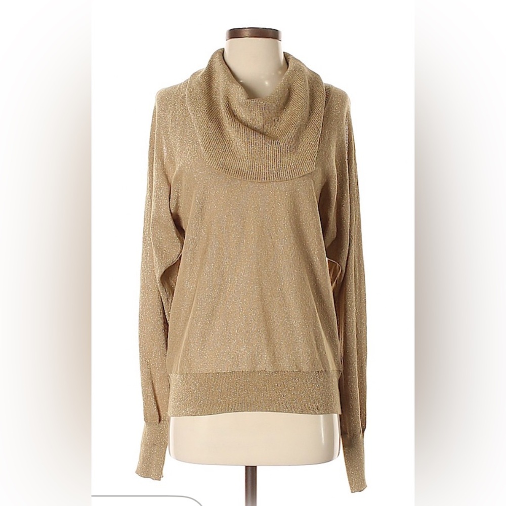 VGUC MICHAEL Michael Kors Metallic Gold Cowl Neck Sweater